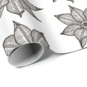 白いスケッチの花（黒） ラッピングペーパー (ロールコーナー)