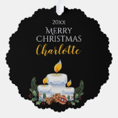 白いスコットランド犬の女の子,クリスパーソナライズされたマ オーナメントカード (裏面)