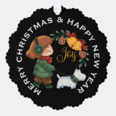 白いスコットランド犬の女の子,クリスパーソナライズされたマ オーナメントカード (正面)