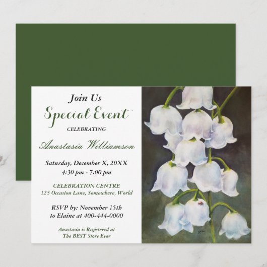 白いスズラン パーティー イベント 招待状 (正面/裏面)