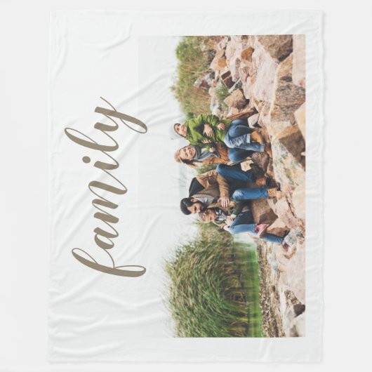 白いスタイリッシュカスタム家族の写真 フリースブランケット (正面)