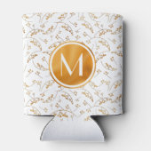 白いスタイリッシュ上にモノグラム金ゴールドの果実パターン 缶クーラー (裏面)