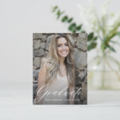 白いスタイリッシュ卒業式は日付を保存 ポストカード (スタンド正面)