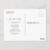 白いスタイリッシュ卒業式は日付を保存 ポストカード (裏面)