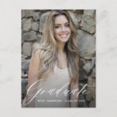 白いスタイリッシュ卒業式は日付を保存 ポストカード (正面)