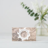 白いスタイリッシュ鋸形の天然オーガニックの木 名刺 (スタンド正面)