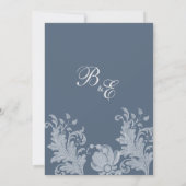 白いスタイリッシュ青い青いフローラ日付を保存 招待状 (裏面)