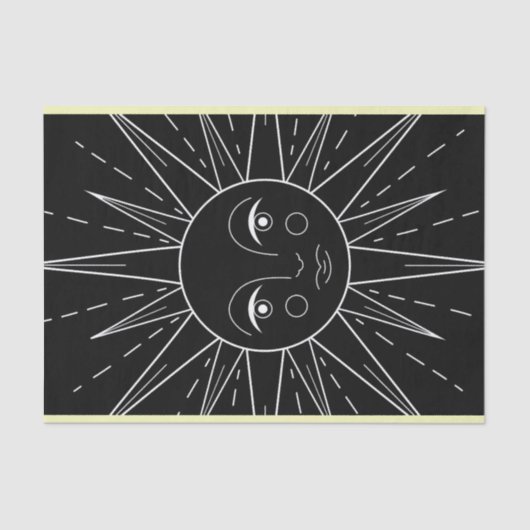 白いスタイルのレトロヴィンテージの太陽の黒 薄葉紙 (正面)