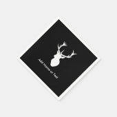 白いスタグヘッドと〔雄ジカの〕枝角 スタンダードカクテルナプキン (角)
