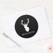 白いスタグヘッドと〔雄ジカの〕枝角 ラウンドシール (封筒)