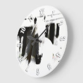 白いスタリオンアートワーク ラージ壁時計 (傾斜)