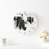 白いスタリオンアートワーク ラージ壁時計 (ホーム)