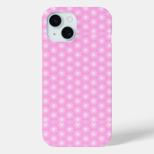 白いスターバストの花オンピンク Case-Mate iPhoneケース (裏面)