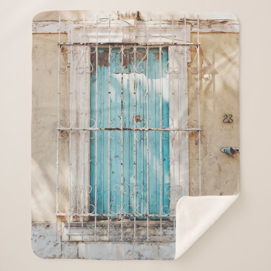 白いスチールウィンドウグリル シェルパブランケット (正面)