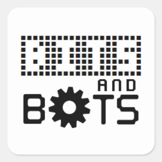 白いステッカービットとボット スクエアシール (正面)