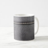 白いステッチで縫った黒い革 コーヒーマグカップ (正面右)