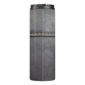 白いステッチで縫った黒い革 タンブラー (裏面)