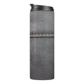 白いステッチで縫った黒い革 タンブラー (回転右)