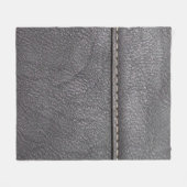 白いステッチで縫った黒い革 フリースブランケット (正面(横))