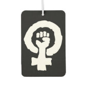 白いステンシルユニバーサル女性のシンボル(黒) カーエアーフレッシュナー (正面)