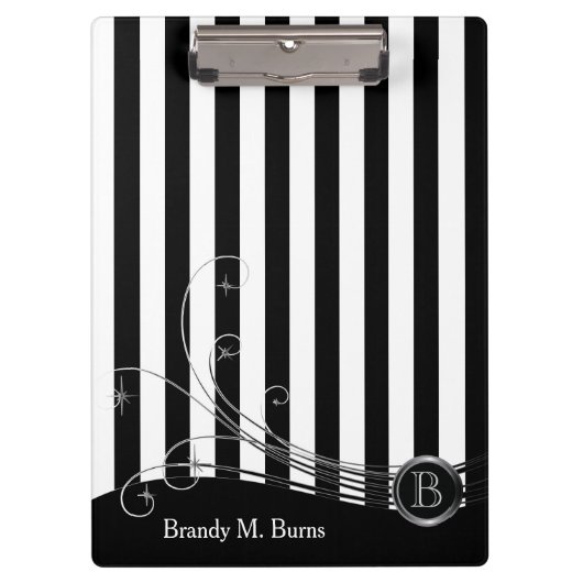 白いストライプと黒い渦 クリップボード (正面)