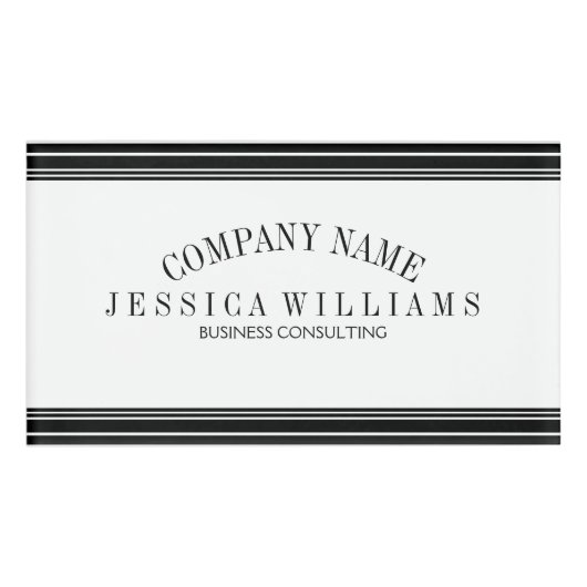 白いストライプに黒い装飾ストライプ品 名札 (正面)