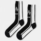 白いストライプのレーシングカーのフラグ – パーソナライズされた ソックス (左)