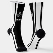 白いストライプのレーシングカーのフラグ – パーソナライズされた ソックス (傾斜あり)