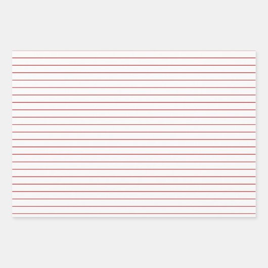 白いストライプパーティーまたはクリスマスの薄い赤いクリスマス ラッピングペーパーシート (正面)