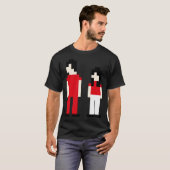 白いストライプピクセルクラシックTシャツ Tシャツ (正面フル)