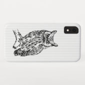 白いストライプフクロウ Case-Mate iPhoneケース (裏面(横))