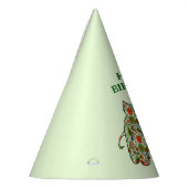 白いストライプフローラゾウ – ハッピーバースデー パーティーハット (左)