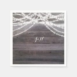 白いストリングラ素朴イトと結婚木材 スタンダードカクテルナプキン