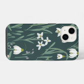 白いスノードロップの花と緑 iPhoneケース (裏面横)