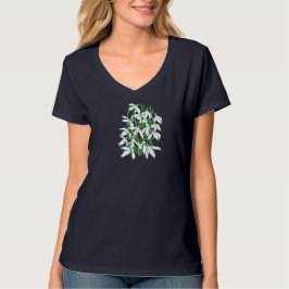 白いスノードロップの花 1月の誕生月フラワー Tシャツ