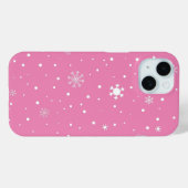 白いスノーフレークとピンク色の水玉模様 Case-Mate iPhoneケース (裏面 (横))