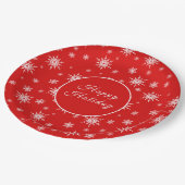 白いスノーフレークのパターン ペーパープレート (アングル)