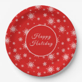 白いスノーフレークのパターン ペーパープレート (正面)