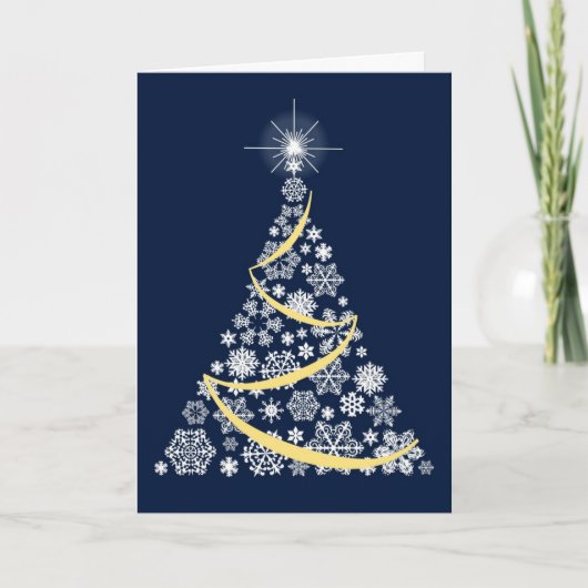 白いスノーフレーク・ツリーのクリスマスカード シーズンカード (正面)