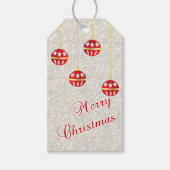 白いスパンコールのクリスマスオーナメント ギフトタグ (正面)
