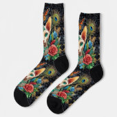 白いスフィンクス猫のクルーソックス ソックス (左)