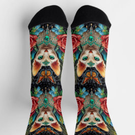 白いスフィンクス猫のクルーソックス ソックス