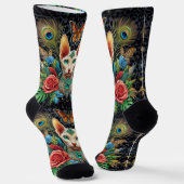 白いスフィンクス猫のクルーソックス ソックス (傾斜あり)