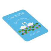 白いスワンとウォーターリリーの結婚式の習慣 マグネット (右側)