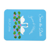 白いスワンとウォーターリリーの結婚式の習慣 マグネット (横)