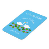 白いスワンとウォーターリリーの結婚式の習慣 マグネット (左側)