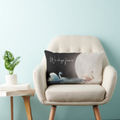 白いスワンと月 ランバークッション (椅子)