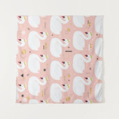 白いスワンのシームレスパターン。 タペストリー (正面(横))