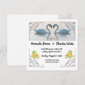 白いスワンの結婚式 招待状 (正面/裏面)