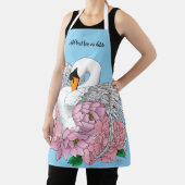 白いスワンピンクの花 エプロン (インサイチュ)